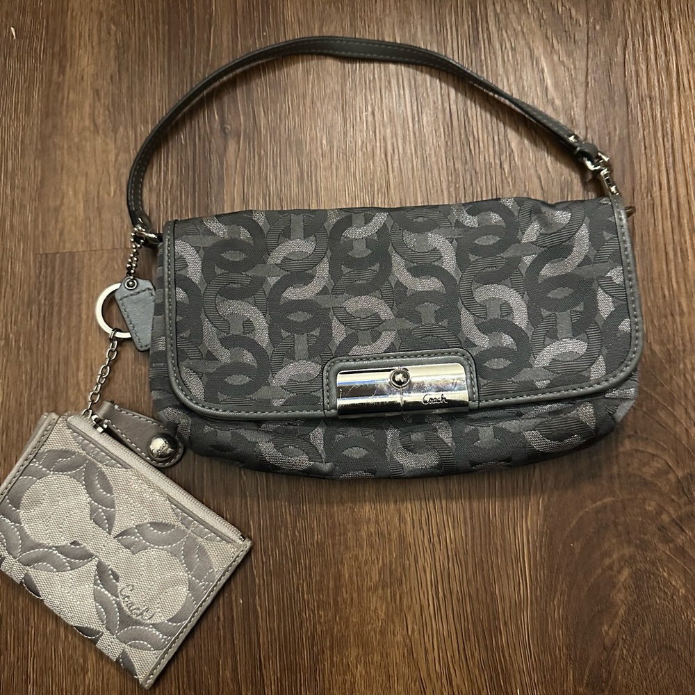 Coach Gray Patterned Clutch with Pouch